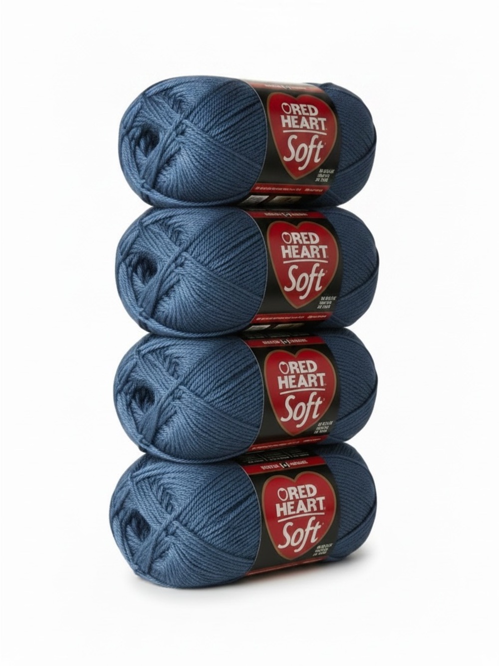 Red Heart Soft Yarn Lot 4 Skeins Mid Blue Worsted #4 5oz NEW 1024 Yards
